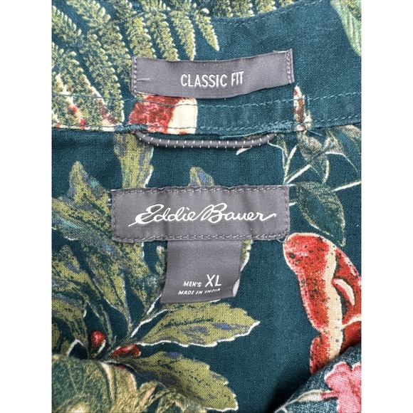 Eddie Bauer Shirt Mens X-Large Green Mushroom Nature Classic Fit Cottagecore - Picture 4 of 8
